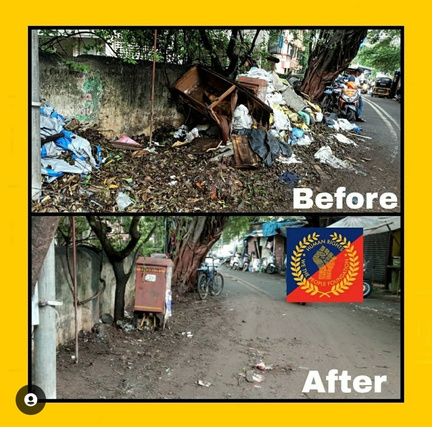 Neighbourhood clean-up initiative, before and after