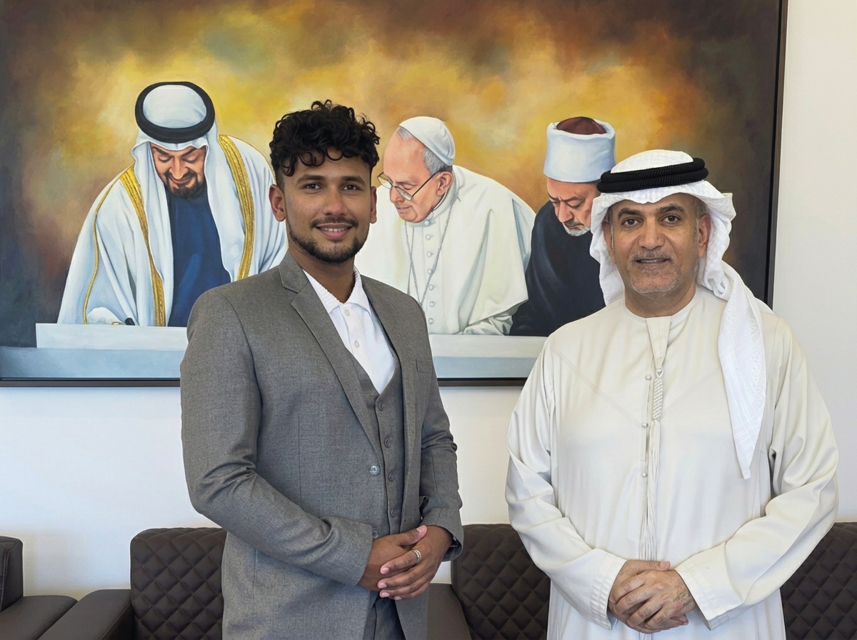His Excellency Ambassador Dr. Khalid Al Ghaith, Secretary General, Higher Committee of Human Fraternity (right) along with Lord Jason Temasfieldt.