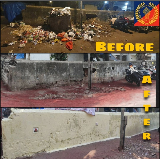 Community clean-up initiative, before and after