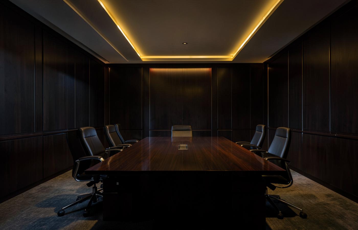 Boardroom in low light
